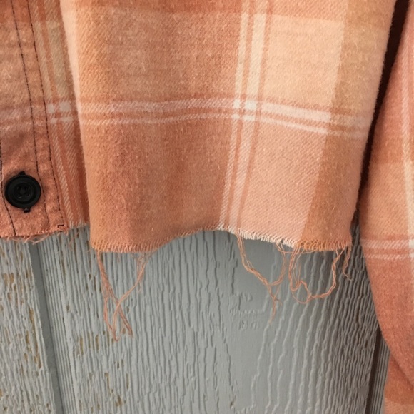 UpCycle Bleached Dyed Cropped Flannel Reworked Grunge Punk - Picture 6 of 7